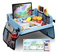 COOLJOY Travel Tray Kids Travel Tray,Kids Travel Essentials,Travel Toys-Play Tray with Transparent Erasable Surface,Lots of Storage Space,Multifunctional Activity Tray,Lap Tray for Kids Boys Girls 3+