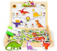 COOLJOY Wooden Magnetic Puzzle toys | Dinosaur Toys for 3 Year Old Boys | Dinosaur Magnetic Board 100+ PCS for Kids | Wooden Toys for Boys Girls Kids 3 4 5 Year Olds