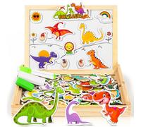 COOLJOY Wooden Magnetic Puzzle toys | Dinosaur Toys for 3 Year Old Boys | Dinosaur Magnetic Board 100+ PCS for Kids | Wooden Toys for Boys Girls Kids 3 4 5 Year Olds