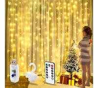 COOLKID Curtain Fairy Lights, LED Window String Light with 16 Colors, 3m x 2m Copper Wire Connectable Waterproof Lights for Indoor Outdoor Bedroom Wedding Party Gazebo Garden Backdrops