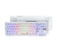 CoolKiller CK68 65% Tri-Mode Wireless Mechanical Keyboard with OLED Display, Hot-Swappable Gasket Mount, RGB Backlit, BT5.1/2.4G/USB-C, for Windows & Mac, White, Ice Blade Tactile Switches