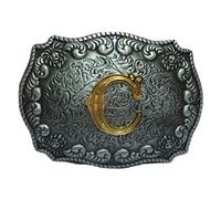 COOLLA Belt Buckle for Men- Initial Letters ABCDEFG to Z Western Rodeo Texas Cowboy Large Belt Buckles, C, 9 cm