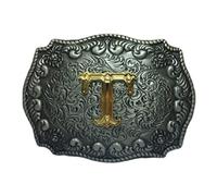 COOLLA Belt Buckle for Men- Initial Letters ABCDEFG to Z Western Rodeo Texas Cowboy Large Belt Buckles, T, 9 cm
