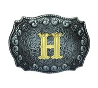 COOLLA Belt Buckle for Men- Initial Letters ABCDEFG to Z Western Rodeo Texas Cowboy Large Belt Buckles, H, 9 cm
