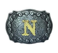 COOLLA Belt Buckle for Men- Initial Letters ABCDEFG to Z Western Rodeo Texas Cowboy Large Belt Buckles, N, 9 cm