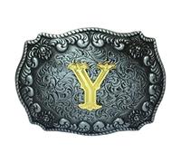 COOLLA Belt Buckle for Men- Initial Letters ABCDEFG to Z Western Rodeo Texas Cowboy Large Belt Buckles, Y, 9 cm