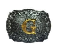 COOLLA Belt Buckle for Men- Initial Letters ABCDEFG to Z Western Rodeo Texas Cowboy Large Belt Buckles, G, 9 cm