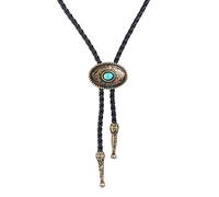 COOLLA Bolo Tie Cowboy Neckties Leather Choker Necklace Vintage Turquoise Pendant for Women,Men (Bronze)