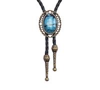 COOLLA Bolo Tie Neckties Leather Choker Necklace Vintage Turquoise Pendant for Women,Men, Metal, Turquoise