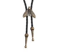 COOLLA Bolo Tie Rodeo Cowboy Leather Necktie Western Necklace for Men,Women Leather Necklace with Turquoise Stone (moth-Bronze)