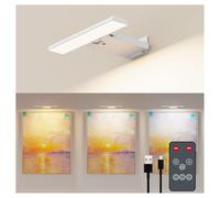 Coollamp Picture Lights for Wall, Cordless Dart Board Lights, Battery Operated Wall Light Rechargeable, LED Wall Sconces for Pictures,Frames&Mirros, 3 Color Temperatures, Remote Control, White