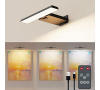 Coollamp Picture Lights for Wall, Cordless Dart Board Lights, Battery Operated Wall Light Rechargeable, LED Wall Sconces for Pictures,Frames&Mirros, 3 Color Temperatures, Remote Control, Black
