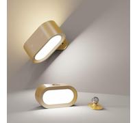 Coollamp Rechargeable Wall Light, Battery Operated Wall Lamp with Touch Control 3 Color Modes, 4 Dimmings, 360 ° Rotation, 1H Timer, Removable Charging, Rechargeable Wall Sconce for Reading