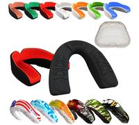 COOLLO SPORTS Boil and Bite Mouth Guard (Youth & Adult) DA Custom Fit Sport Mouthpiece for Football, Hockey, Rugby, Lacrosse,Boxing,MMA(Free Case Included!) (Red & Black, Ages 10 & Below)