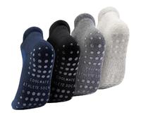 CoolMate Mens Grip Socks Men Non Slip Size 6-10-13-14, Non Slip Pilates Yoga Socks for Men with Grips, Gifts for Men, A.01 - Navy/Black/Grey/Light Grey, Medium