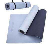 COOLMOON 1/4 Inch Extra Thick Yoga Mat Double-Sided Non Slip,Yoga Mat For Women and Men,Fitness Mats With Carrying Strap,Eco Friendly TPE Yoga Mat, Pilates And Exercises Mat (Gray)