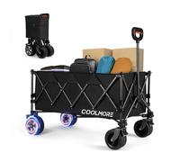 CoolMore Electric Collapsible Utility Wagons 330lbs Capacity, Carts Foldable with Wheels Brakes Portable for Timber Ridge Beach Garden Outdoor Sports Lounge Heavy Duty Shopping Camping Picnic (Black)