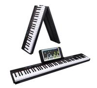 Coolmusic Folding Piano Keyboard 88 Keys, Portable Electric Keyboard with Bluetooth MIDI, Full Size Digital Piano, Wood Grain, Semi-Weighted, Rechargeable, with Storage Bag for Beginner