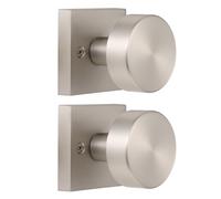 coolnews 2 Pack Brushed Nickel Dummy Door Knobs Interior, Single Sided Square Modern Dummy Door Knob Door Handle for Hall/Closet, Satin Nickel