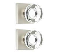 coolnews 2 Pack Crystal Glass Dummy Door Knobs, Single Side Half-Dummy Door Knob Set, Satin Nickel