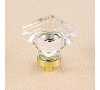 COOLNEWS 8 Pack Crystal Glass Drawer Knobs Brushed Brass/Gold Cabinet Knobs Square Dresser Knobs and Pulls for Kitchen Cupboard 1-3/8 Inch