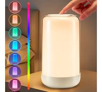 COOLNIGHT Battery Lamp for Bedroom, 16 RGB Color Changing Night Lights for Bedroom, 1800mAh Rechargeable Lamp Battery Operated Lights, Dimmable Night Light Kids, Wireless Touch Bedside Mood Lighting