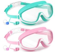 COOLOO 2 Pack Kids Swimming Goggles, Wide View No Leaking Kids Goggles 4-16, Anti-fog & Anti-UV Kids Swim Goggles for Girl Boys Youth