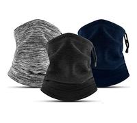 COOLOO 3 Pack Neck Warmer Snood for Men Women Unisex Fleece Winter Neck Gaiter Windproof Bandana Adjustable Face Covering Scarf for Skiing Motorcycle Outdoor Sports Running Cycling