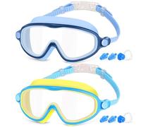 COOLOO Kids Swimming Goggles, 2 Pack Kids Goggles Childrens Swimming Goggles for Age 4-14 Wide Vision Anti-Fog UV Protection Waterproof 180° HD Vision for Junior Boys Girls