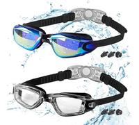 COOLOO Kids Swimming Goggles, 2 Packs Crystal Clear Swim Goggles for Kids, Children, Boys, Girls, and Teens Age 3-16, Anti-Fog, Waterproof, No Leaking