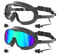 COOLOO Swimming Goggles, 2 Pack Swim Goggles Wide View Anti Fog UV Protection No Leaking Clear Vision For Adult Women Men Youth
