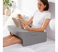 cooloo8 Reading Pillow for Bed, Gaming Pillow for Lap, Petite Adults, Teens Arm Rest Pillow, Memory Foam Lap Desk Pillow for Reading, Working, Playing, Crocheting in Bed Couch(Grey)
