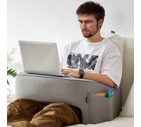 cooloo8 Soft Lap Desk Pillow for Adult, Extra Large Reading Pillow with Pocket, Arm Rest Pillow, Memory Foam Bed Rest Pillow can Reading, Working in Bed Floor Sofa (Grey)