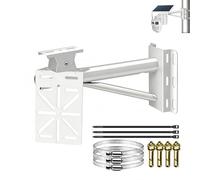 Coolotic CCTV Security Camera Mount Bracket - Pole/Wall Mount with Solar Panel Holder, Dual Camera Compatible, Heavy-Duty Steel Tripod Structure, 30cm Stainless Steel Hose Clamps Included