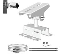 Coolotic CCTV Security Camera Mount Brackets, Adjustable Pole/Wall Mount with Stainless Steel Hoops, Compatible with CCTV/IP Cameras, Eufy, Ring & More (3.3" Short Type Pole Mount)