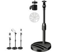 Coolotic No Drill Telescoping Security Camera Mount, Adjustable Indoor Camera Stand with 360° Swivel Ball Head, Compatible with Arlo, Ring, IP Cameras, 1/4" Screw (Black Telescoping Desk Mount)