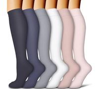 COOLOVER Copper Compression Socks for Women and Men(6 Pairs)-Best Support for Running, Athletic, Travel, 15 Black/Navy/Gray/White/Red/Pink, Small-Medium
