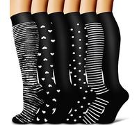 COOLOVER Copper Compression Socks for Women and Men(6 Pairs)-Best Support for Running, Athletic, Travel, Leg Compression Sleeve, 25 Black 6 Pairs, Large-X-Large