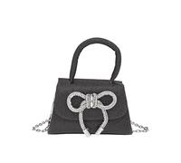 COOLOYA Women's Glittering Bow Box Bag Mini Sparkling Fashion Handbag Elegant Evening Wedding Chain Strap Clutch Purse, Black, One Size