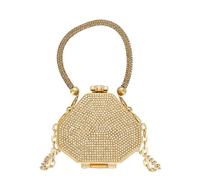COOLOYA Women's Mini Acrylic Sparky Rhinestones Crossbody Bags Evening Small Clutch Purses Chain Handle Handbag, Gold, One Size
