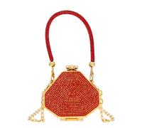 COOLOYA Women's Mini Acrylic Sparky Rhinestones Crossbody Bags Evening Small Clutch Purses Chain Handle Handbag, Red, One Size