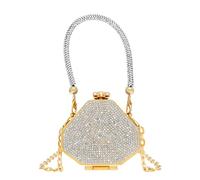 COOLOYA Women's Mini Acrylic Sparky Rhinestones Crossbody Bags Evening Small Clutch Purses Chain Handle Handbag, Silver, One Size