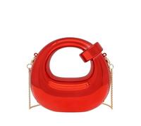 COOLOYA Women's Mini Crescent Acrylic Designer Luxury Bags Clutch Purse Bag Crossbody Shoulder Handbags With Chain, Red Buckle, One Size