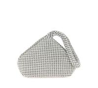 COOLOYA Women's Triangle Rhinestone Clutch Purses Sparkly Glitter Crossbody Bag Evening Wedding Party Handbag With Chain, Silver, One Size
