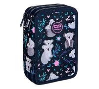 COOLPACK 3 Compartment Pencil Case XXL Pencil Case 44 Pieces Filled Student Case 3 Tier 19.5 x 12.5 x 6.5 cm Boy Girl (Koala)