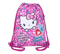 CoolPack Hello Kitty BETA Shoe Bag - Hello Kitty Drawstring Gym Bag - Heart Leopard Print - Pink Hello Kitty Sweet Leopard
