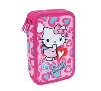 CoolPack Hello Kitty Sweet Leopard - Jumper 2 Filled Pencil Case - School Pencil Case with 2 Compartments - Pencil Case with Coloured Pencils and Fibre Tip Pens