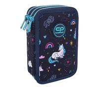 CoolPack MRS Unicorn XXL Pencil Case 3 Compartments School Pencil Case Triple Pencil Case for Girls Pencil Case 44 Pieces Filled Pencil Case 3-Tier, Multicoloured, pencil case