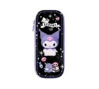 CoolPack Sanrio 3D Squishy Case - Crushable Anti-Stress Eva Case - Pencil Case with Divider Flap, black, Kuromi