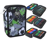 Coolpack XXL 3-Compartment Football Pencil Case for Boys 44 Pieces 3 Tier Grey